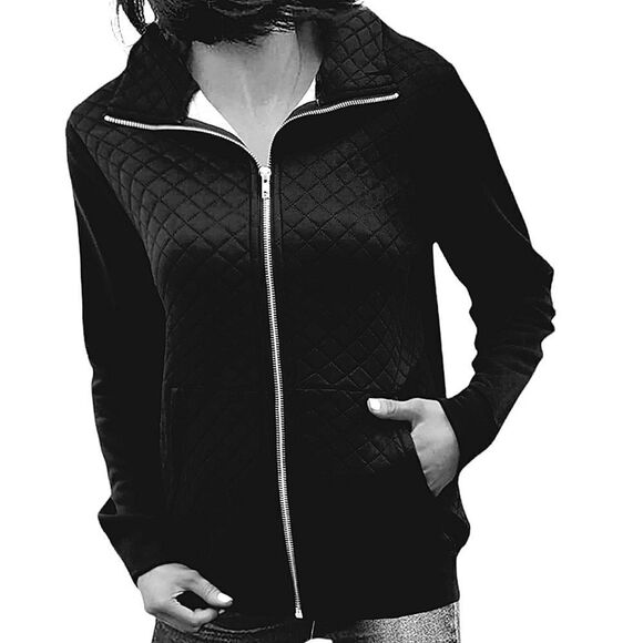 NWT Women's Casual Long Sleeve Zip Up Quilted Jacket - Picture 1 of 5